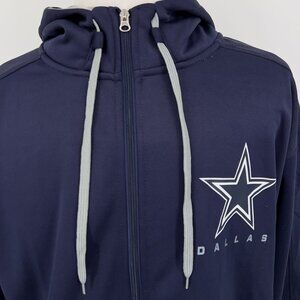 Dallas Cowboys Authentic NFL Full Zip Hoodie Navy Blue Mens Jacket XLT